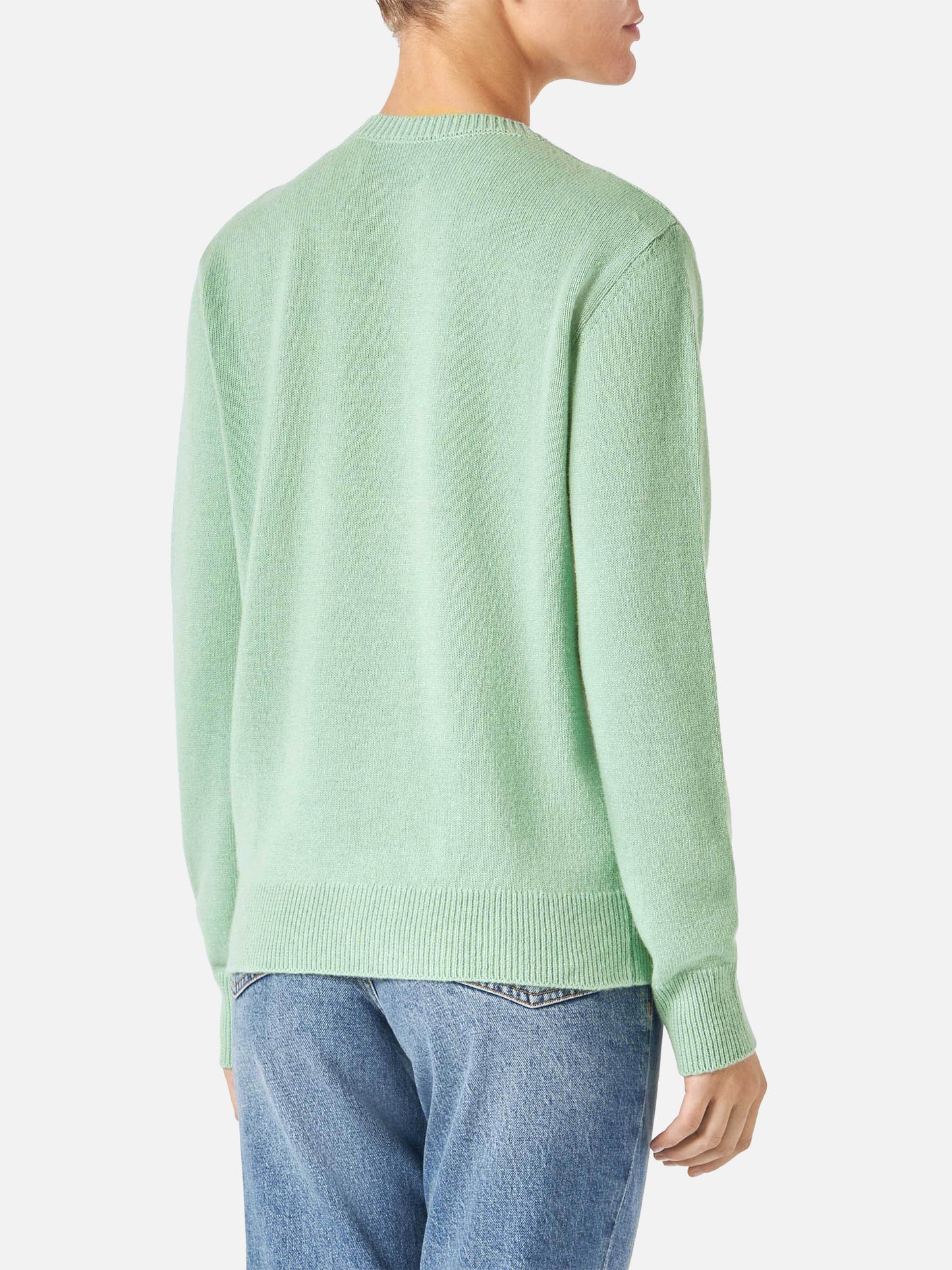 Maglione da donna verde con jacquard Vorrei non vorrei ma se vuoi