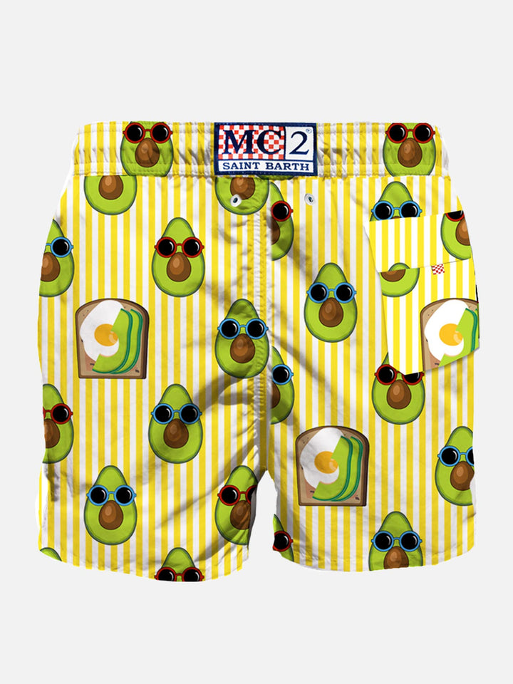 Mid-length swim shorts avocado toast striped print - MC2 Saint Barth