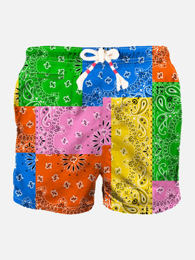 Man swim shorts with multicolor bandanna print - MC2 Saint Barth