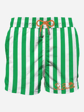 Green mid-length swim shorts with embroidery - MC2 Saint Barth