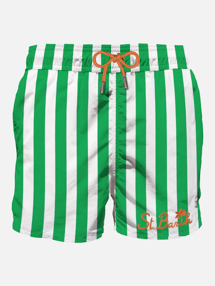 Green mid-length swim shorts with embroidery - MC2 Saint Barth
