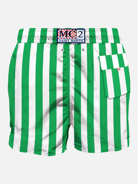 Green mid-length swim shorts with embroidery - MC2 Saint Barth