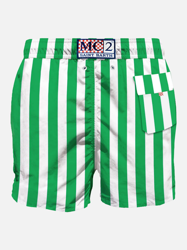 Green mid-length swim shorts with embroidery - MC2 Saint Barth