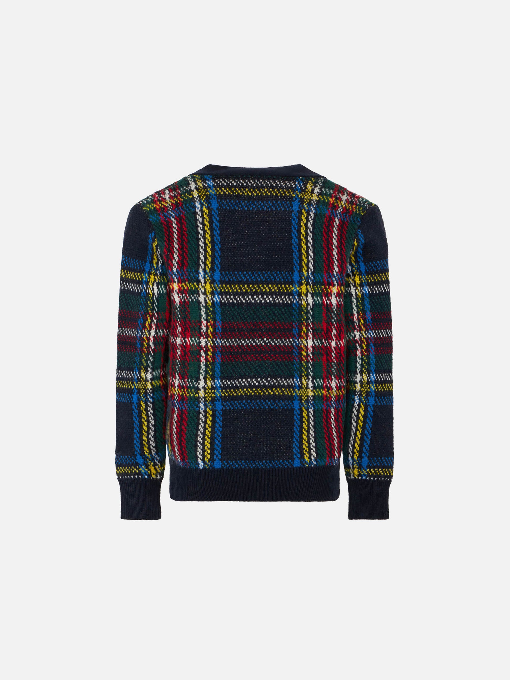 Tartan knitted cardigan with patch - MC2 Saint Barth