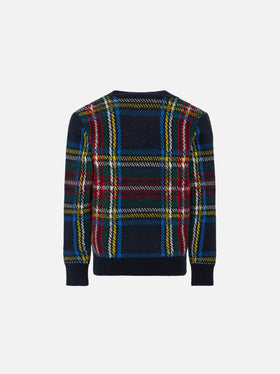 Tartan knitted cardigan with patch - MC2 Saint Barth