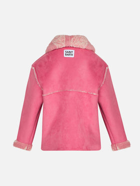 Girl shearling jacket with paisley print - MC2 Saint Barth