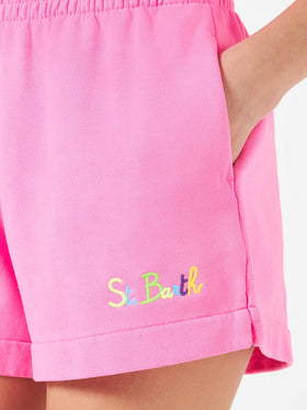 Woman fluo pink cotton short pants