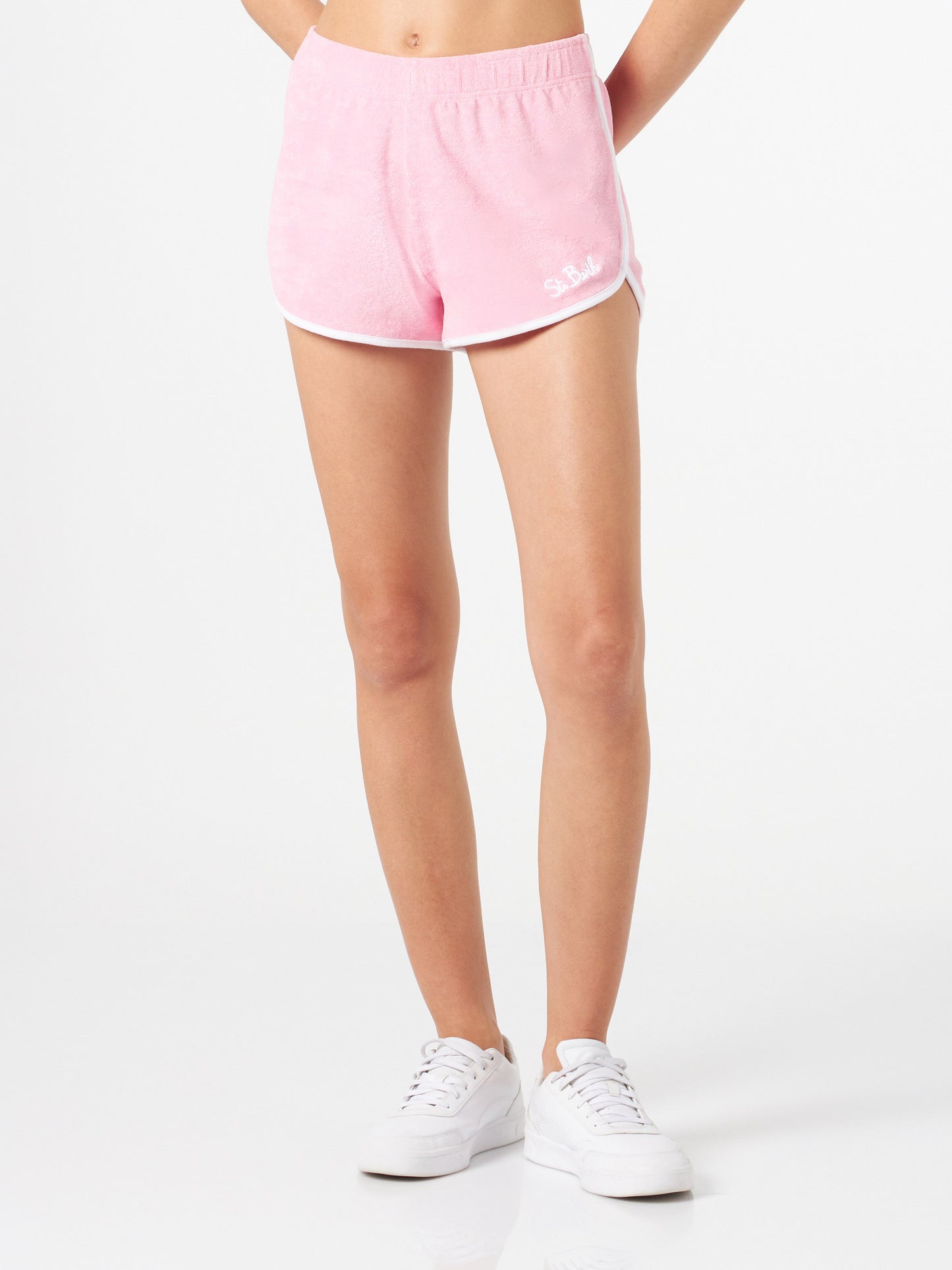 Woman pink terry shorts with piping | MELISSA SATTA SPECIAL EDITION - MC2 Saint Barth