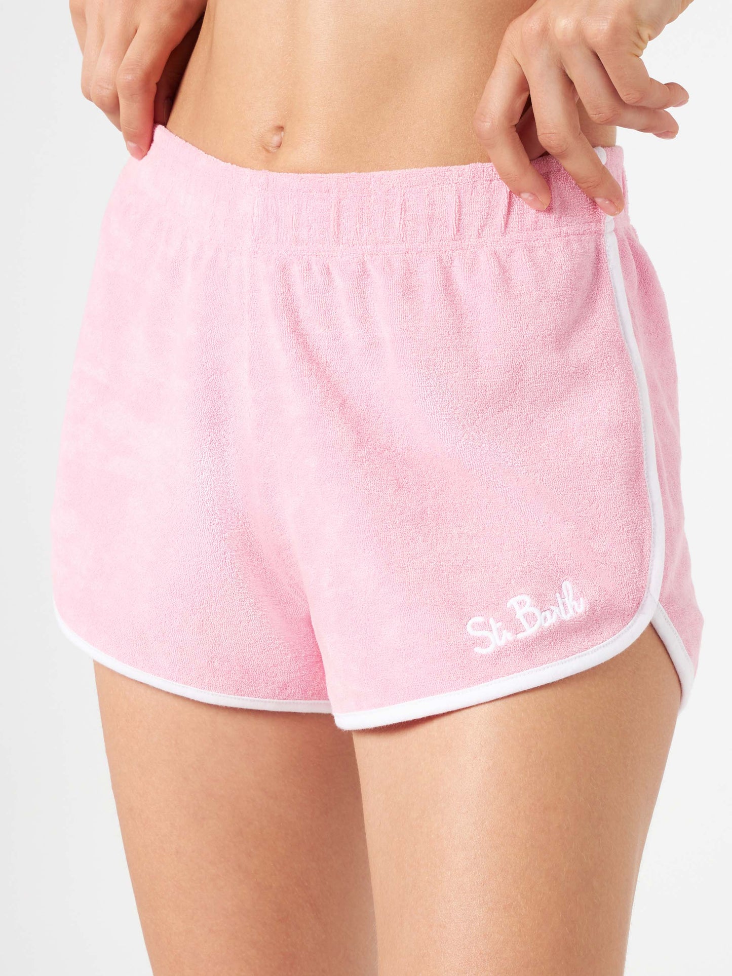 Woman pink terry shorts with piping | MELISSA SATTA SPECIAL EDITION - MC2 Saint Barth