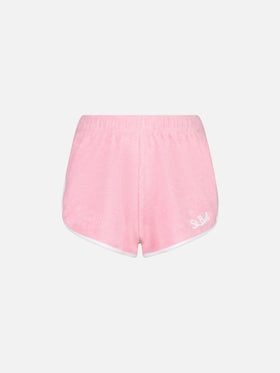 Woman pink terry shorts with piping | MELISSA SATTA SPECIAL EDITION - MC2 Saint Barth
