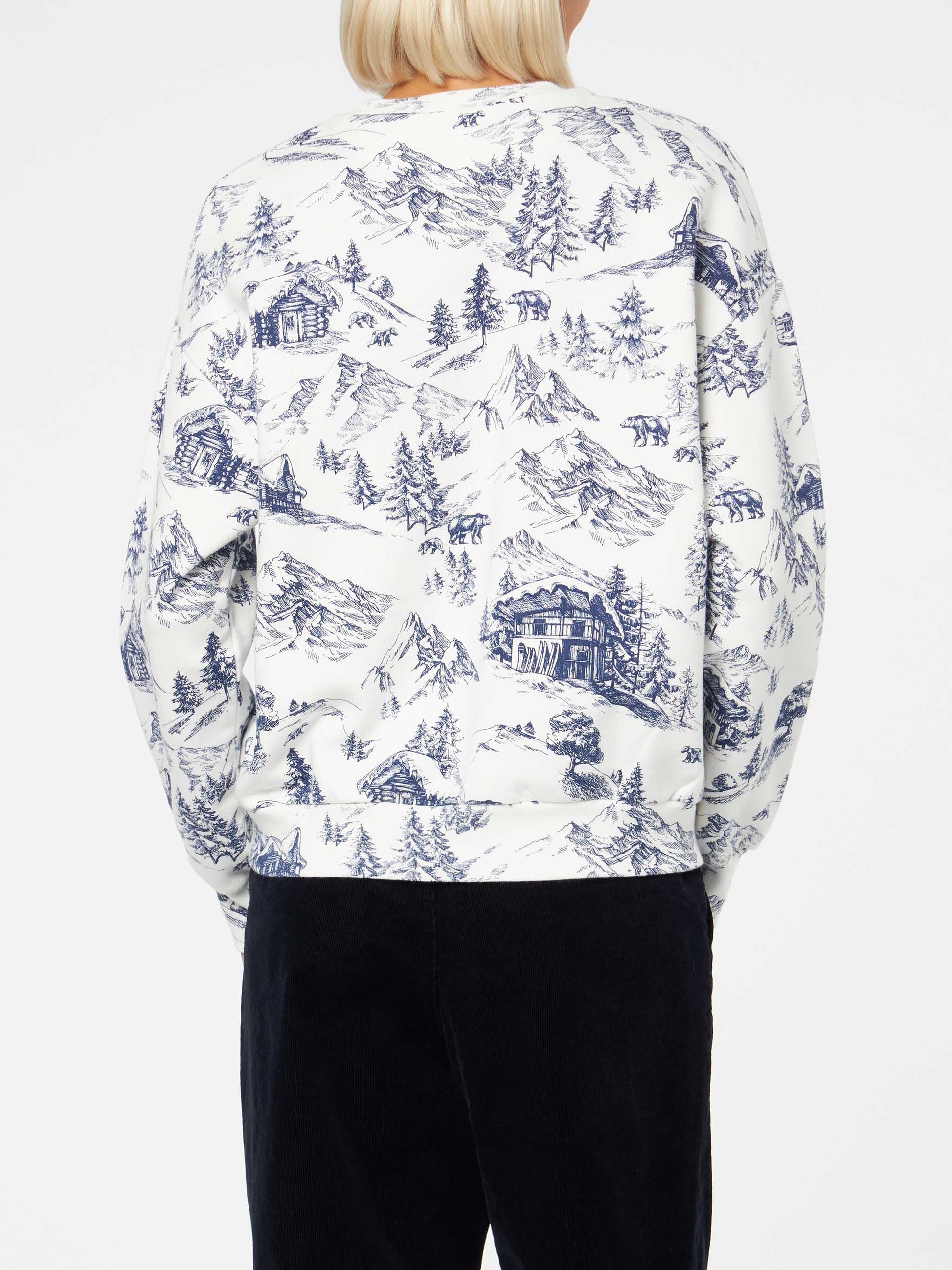 Woman fleece sweatshirt with toile de jouy print - MC2 Saint Barth