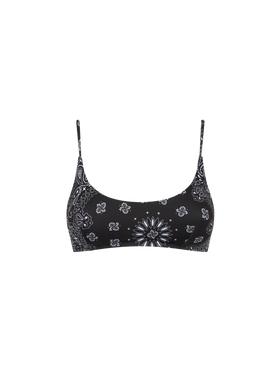 Woman black bralette swimsuit with bandanna pattern - MC2 Saint Barth