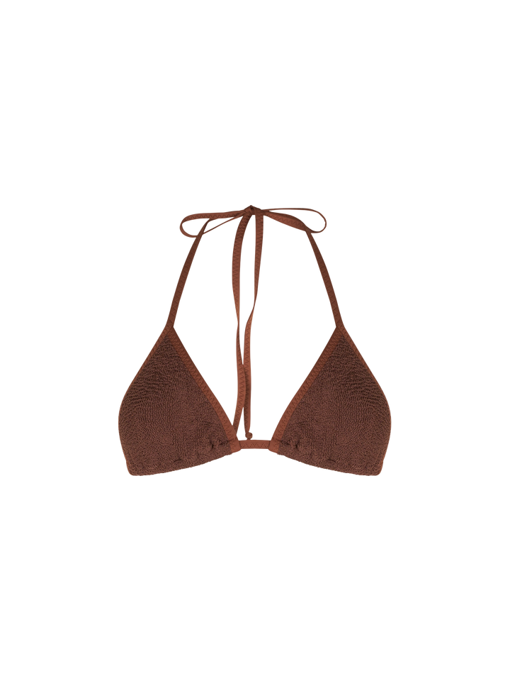 Woman brown crinkle triangle top swimsuit - MC2 Saint Barth