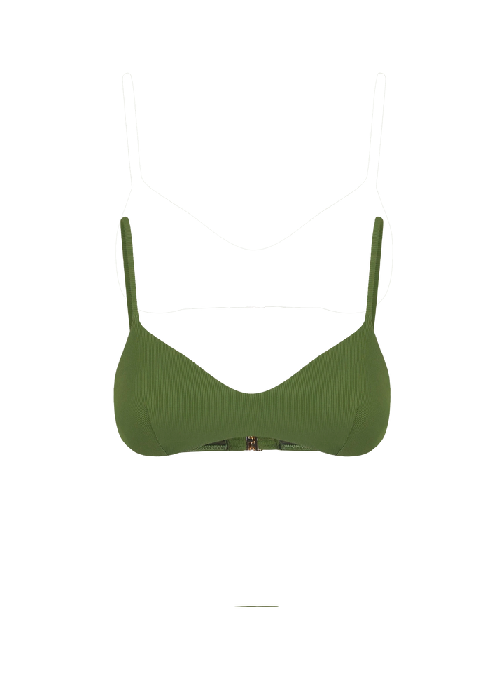 Military green ribbed top bralette - MC2 Saint Barth