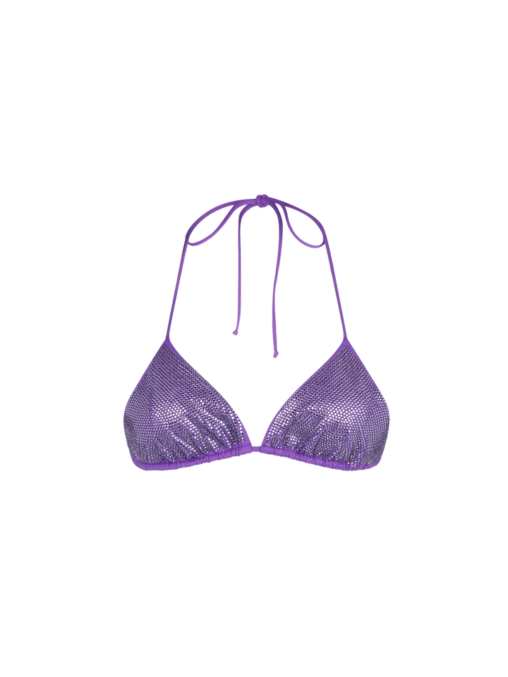 Woman triangle top swimsuit with purple strass - MC2 Saint Barth