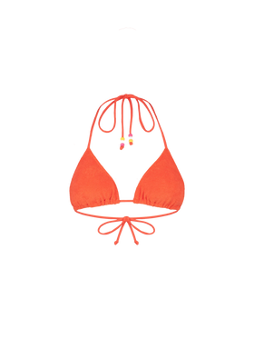 Woman orange terry triangle top swimsuit with charms - MC2 Saint Barth