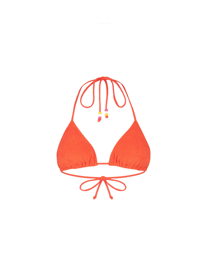 Woman orange terry triangle top swimsuit with charms - MC2 Saint Barth