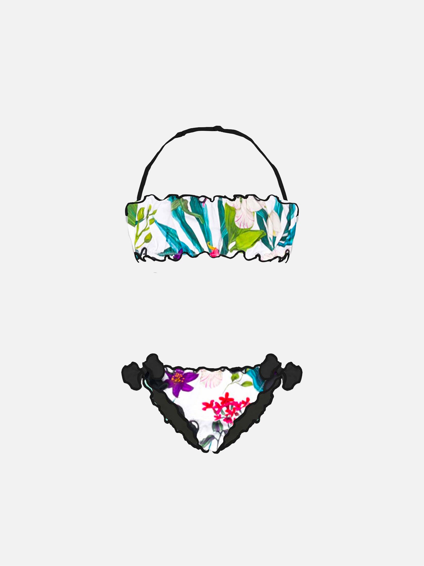 Girl bandeau bikini with tropical leaves - MC2 Saint Barth