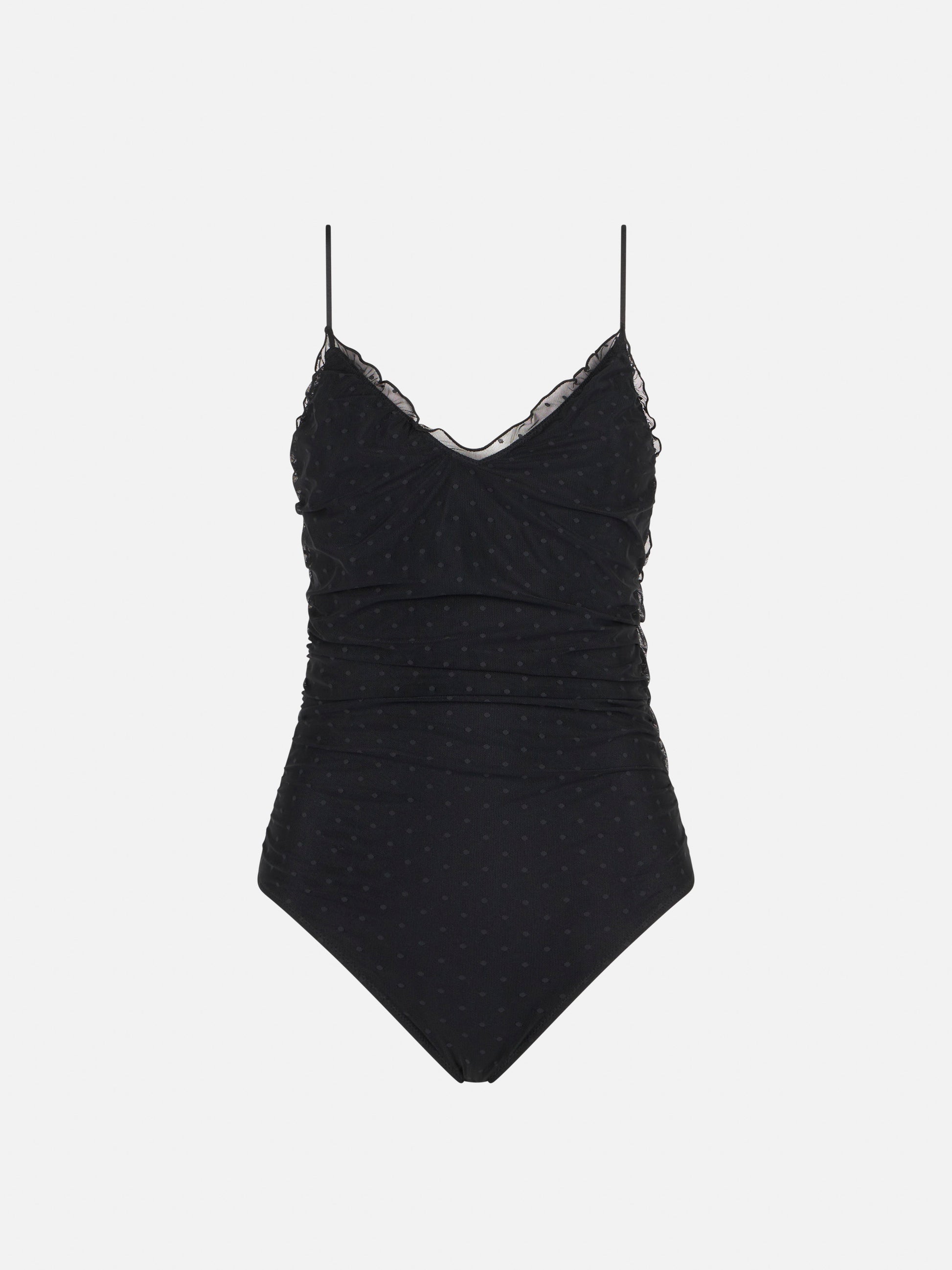 Black one piece swimsuit Francoise with tulle - MC2 Saint Barth