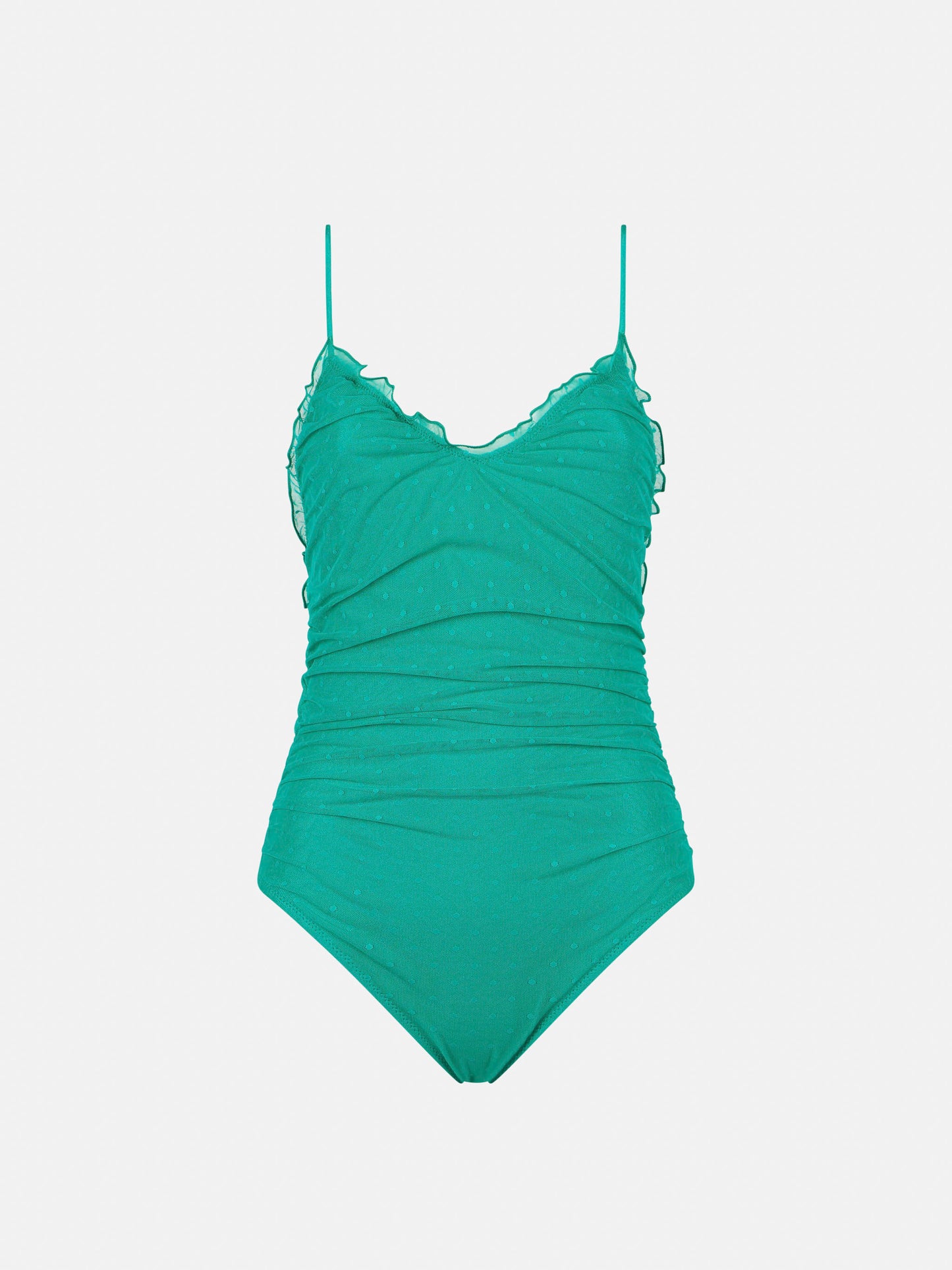 Emerald green one piece swimsuit Francoise with tulle - MC2 Saint Barth