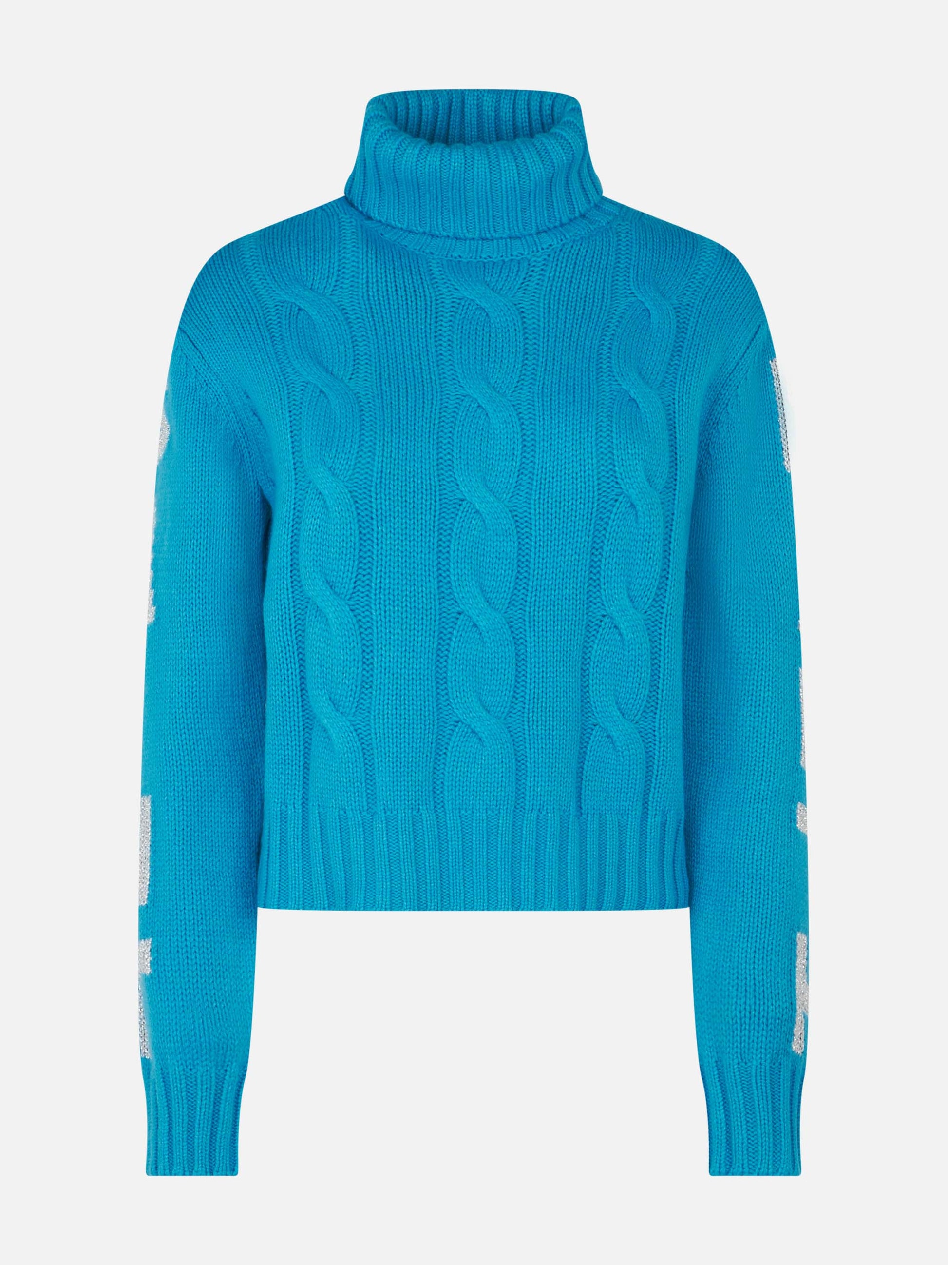 Woman turtleneck braided sweater with Saint Barth jacquard - MC2 Saint Barth