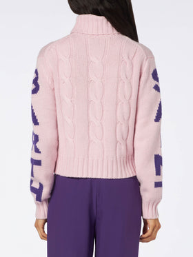 Woman turtleneck braided sweater with Saint Barth jacquard - MC2 Saint Barth