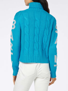 Woman turtleneck braided sweater with Saint Barth jacquard - MC2 Saint Barth