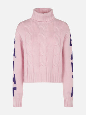 Woman turtleneck braided sweater with Saint Barth jacquard - MC2 Saint Barth