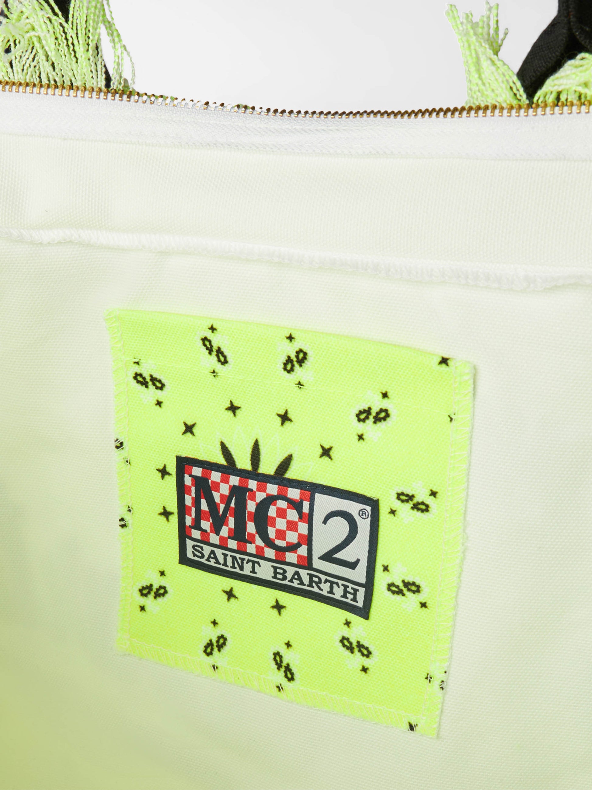 Vanity canvas shoulder bag with fluo yellow bandanna print - MC2 Saint Barth