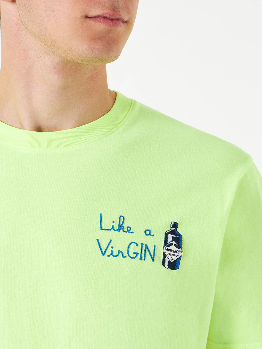 Man cotton t-shirt with like a VirGIN embroidery - MC2 Saint Barth