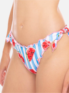 Woman ruffled swim briefs with watermelon print - MC2 Saint Barth