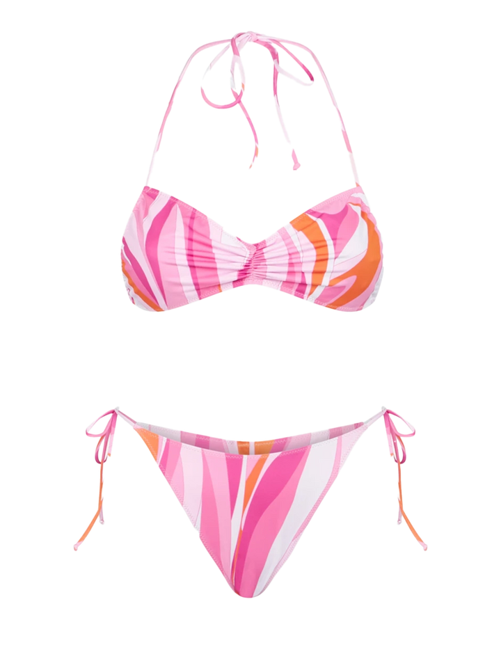 Woman bandeau bikini with shape wave print and charms - MC2 Saint Barth
