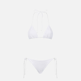 Bikini da donna a triangolo bianco crinkle