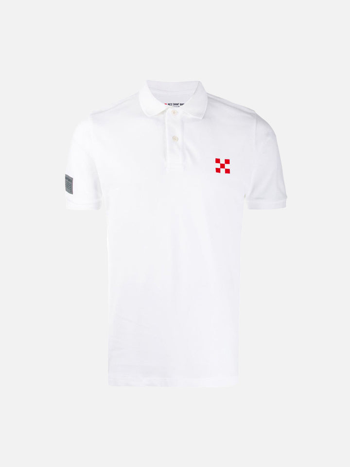 Front embroidery and back print kid's piquet polo - MC2 Saint Barth