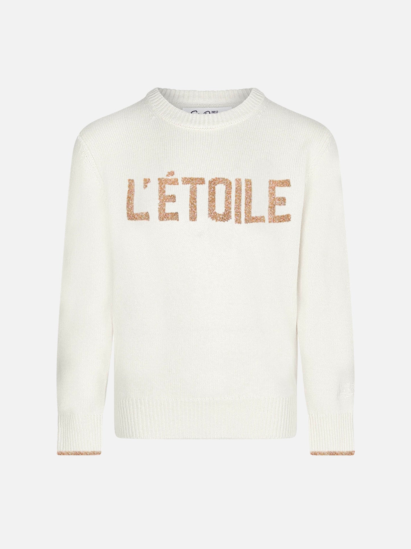 gIRL White sweater with L'Étoile lurex print - MC2 Saint Barth