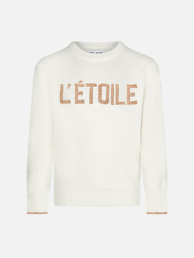 gIRL White sweater with L'Étoile lurex print - MC2 Saint Barth