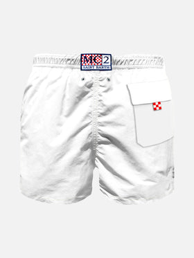 Boy swim shorts with embroidered red writing - MC2 Saint Barth