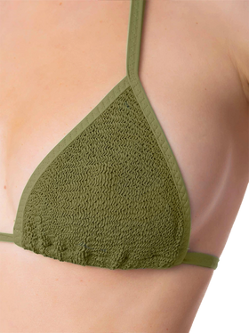 Woman forest green crinkle triangle top swimsuit - MC2 Saint Barth