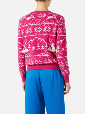 Woman sweater with Norwegian pattern and Courma embroidery