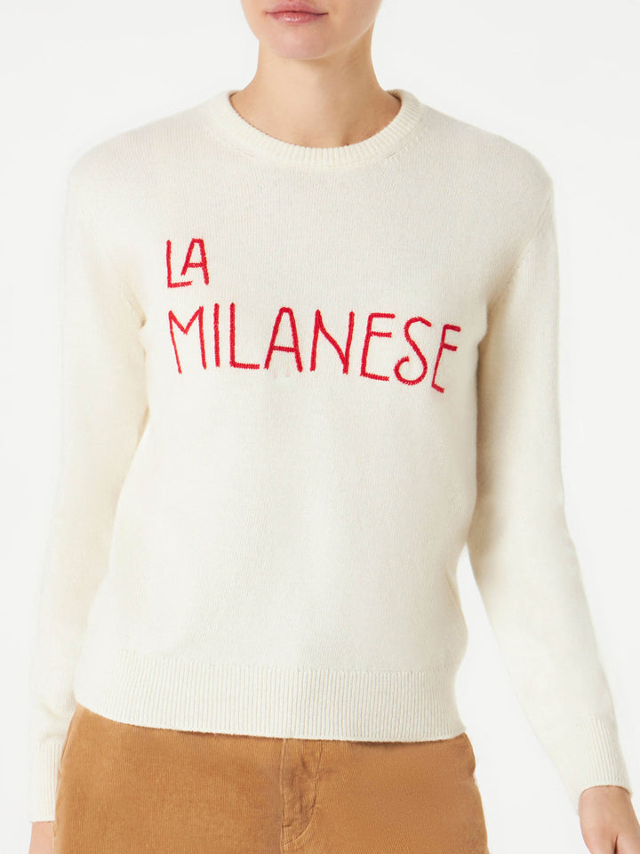 Woman sweater with La Milanese embroidery | Michela Proietti Co-Lab - MC2 Saint Barth