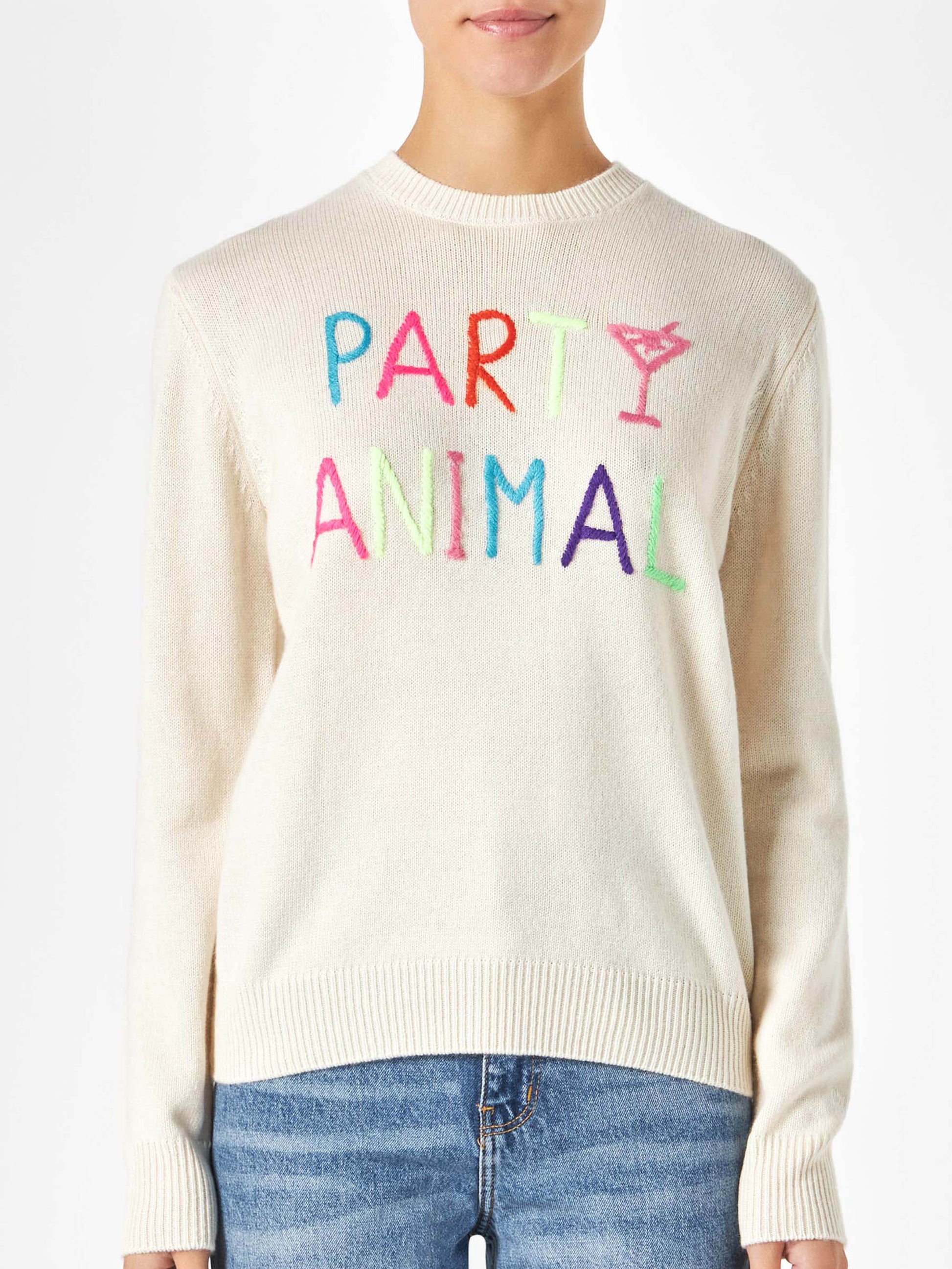 Woman sweater with Party Animal embroidery | NIKI DJ SPECIAL EDITION - MC2 Saint Barth