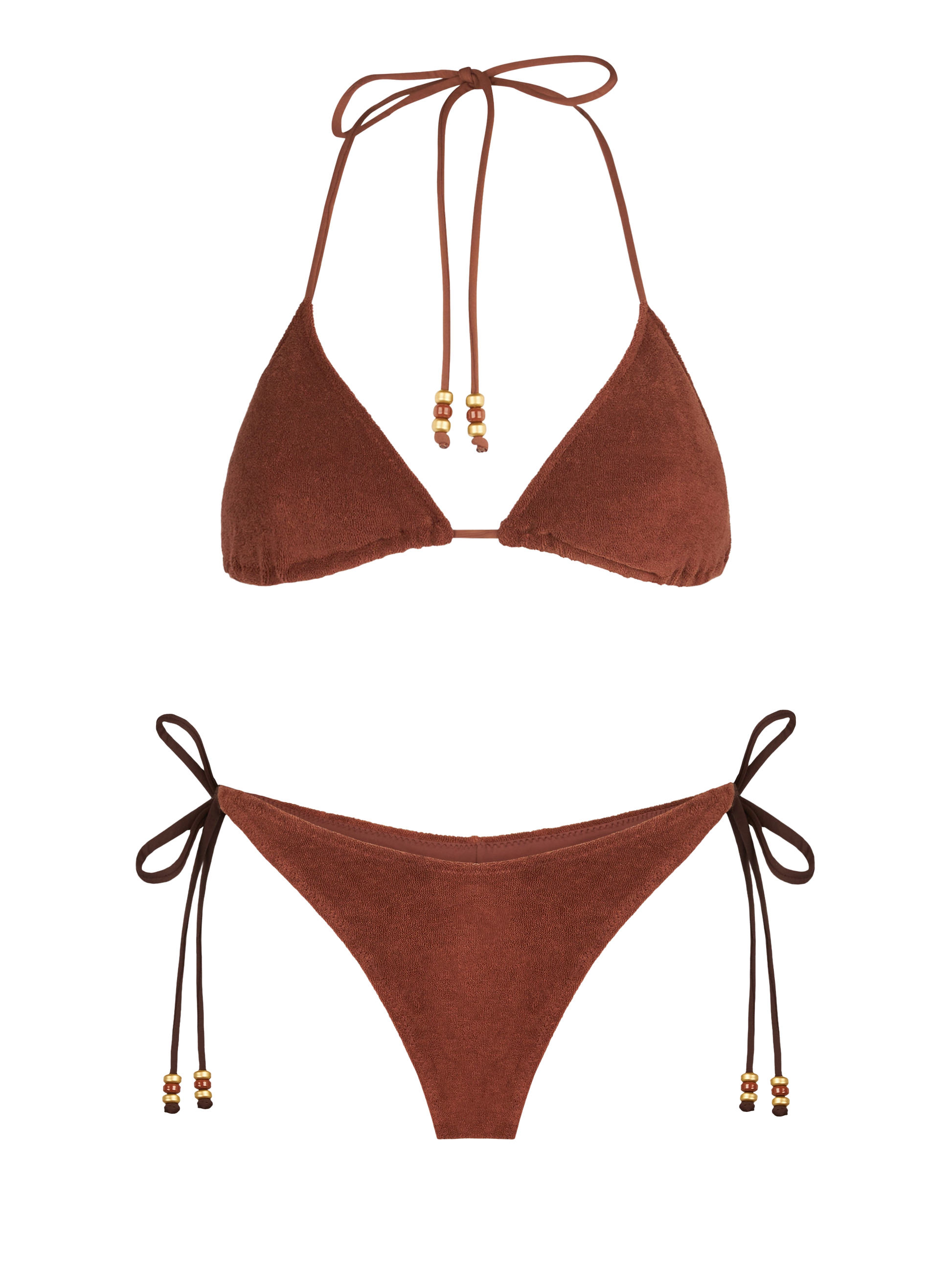 Woman brown terry triangle bikini - MC2 Saint Barth
