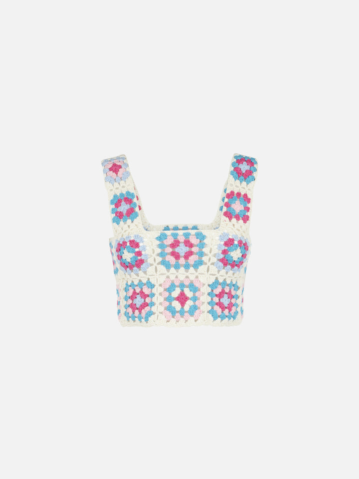 Top au crochet multicolore Halima 