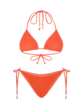 Woman orange terry triangle bikini with charms - MC2 Saint Barth