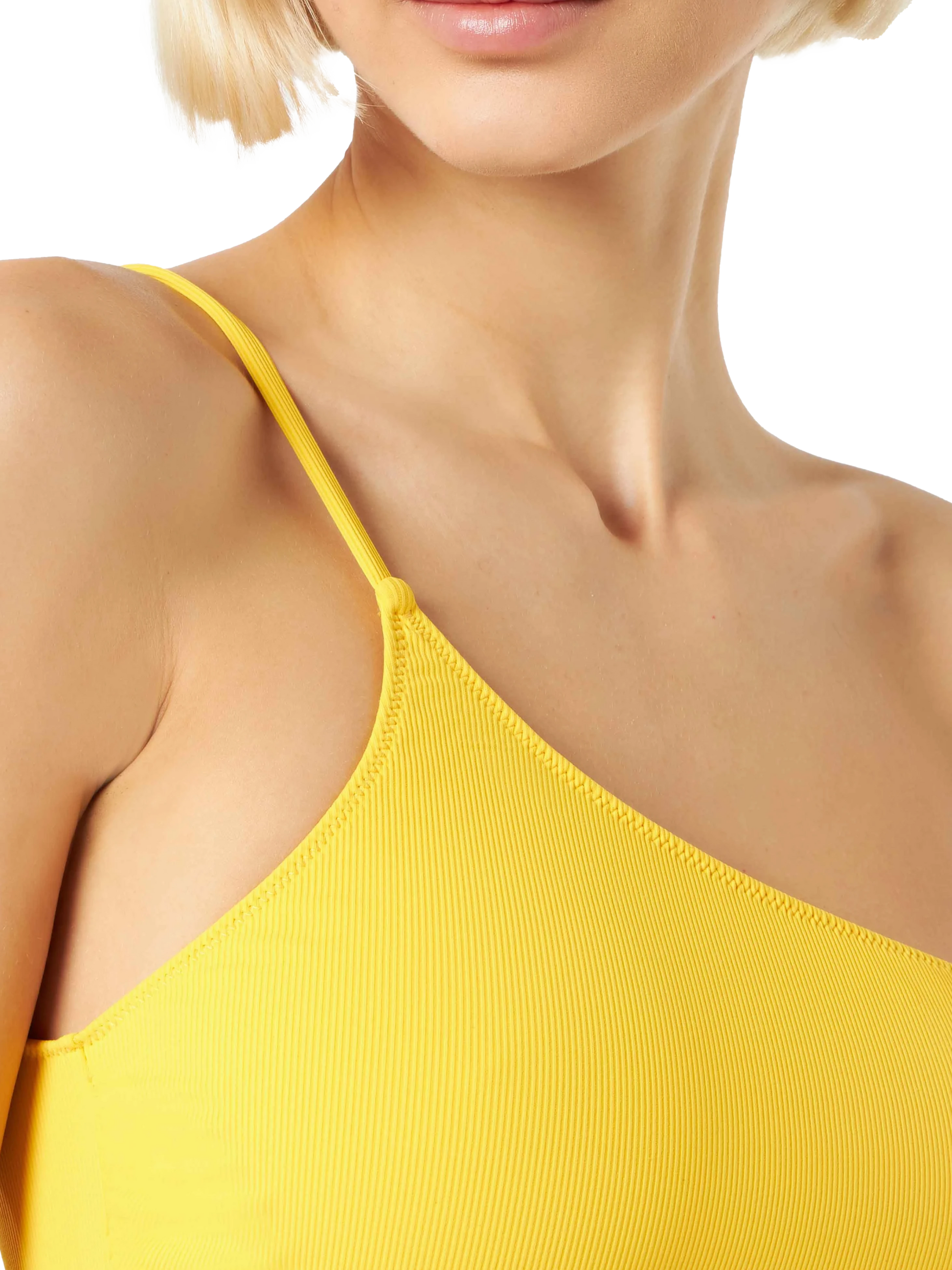 Yellow ribbed one shoulder bralette - MC2 Saint Barth