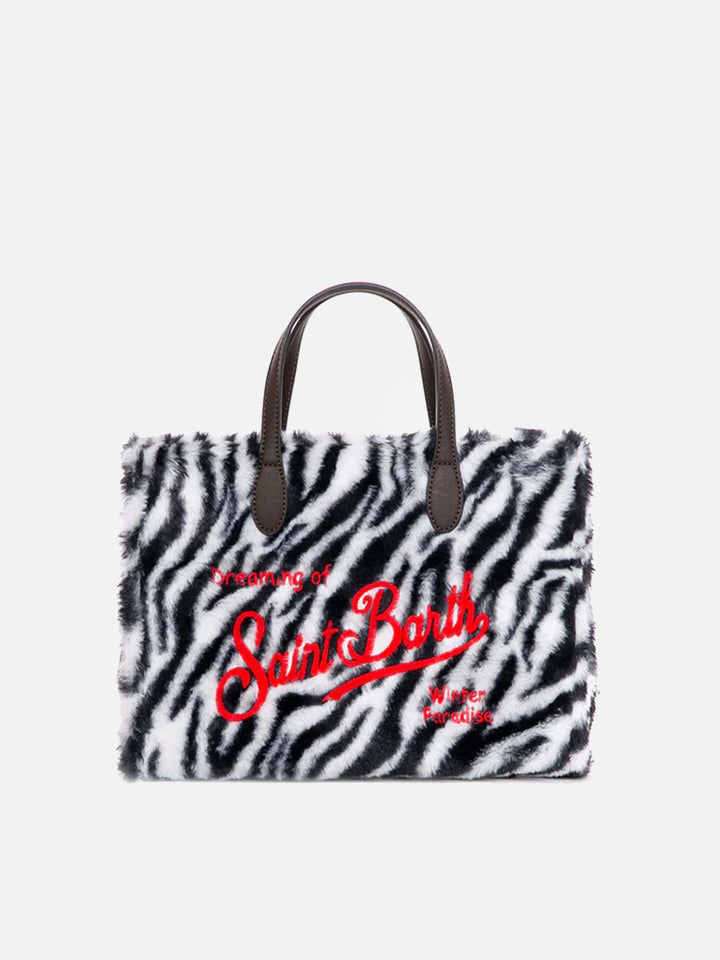 Zebra teddy fabric Vivian handbag - MC2 Saint Barth