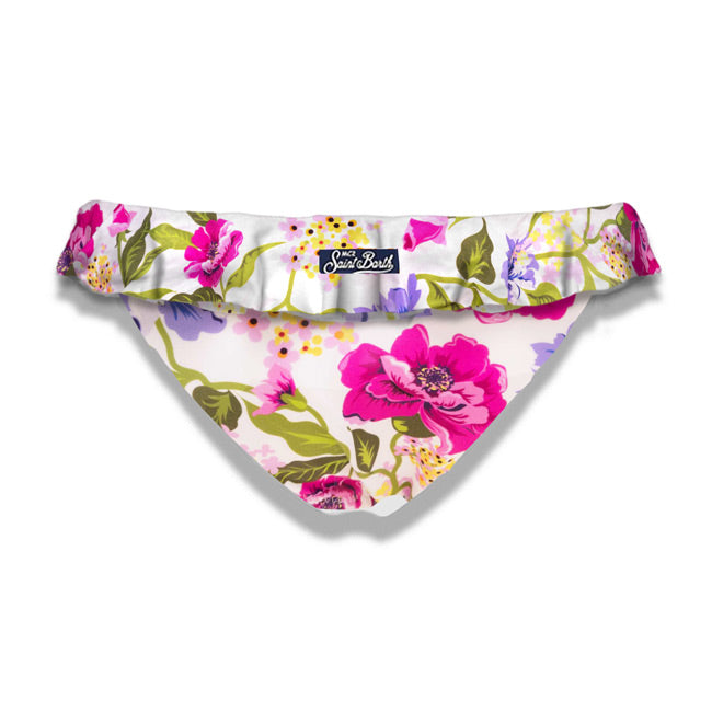 Girl ruffled swim briefs with flower print - MC2 Saint Barth