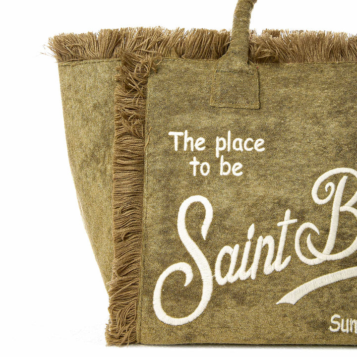 Borsa a spalla Vanity in spugna verde militare