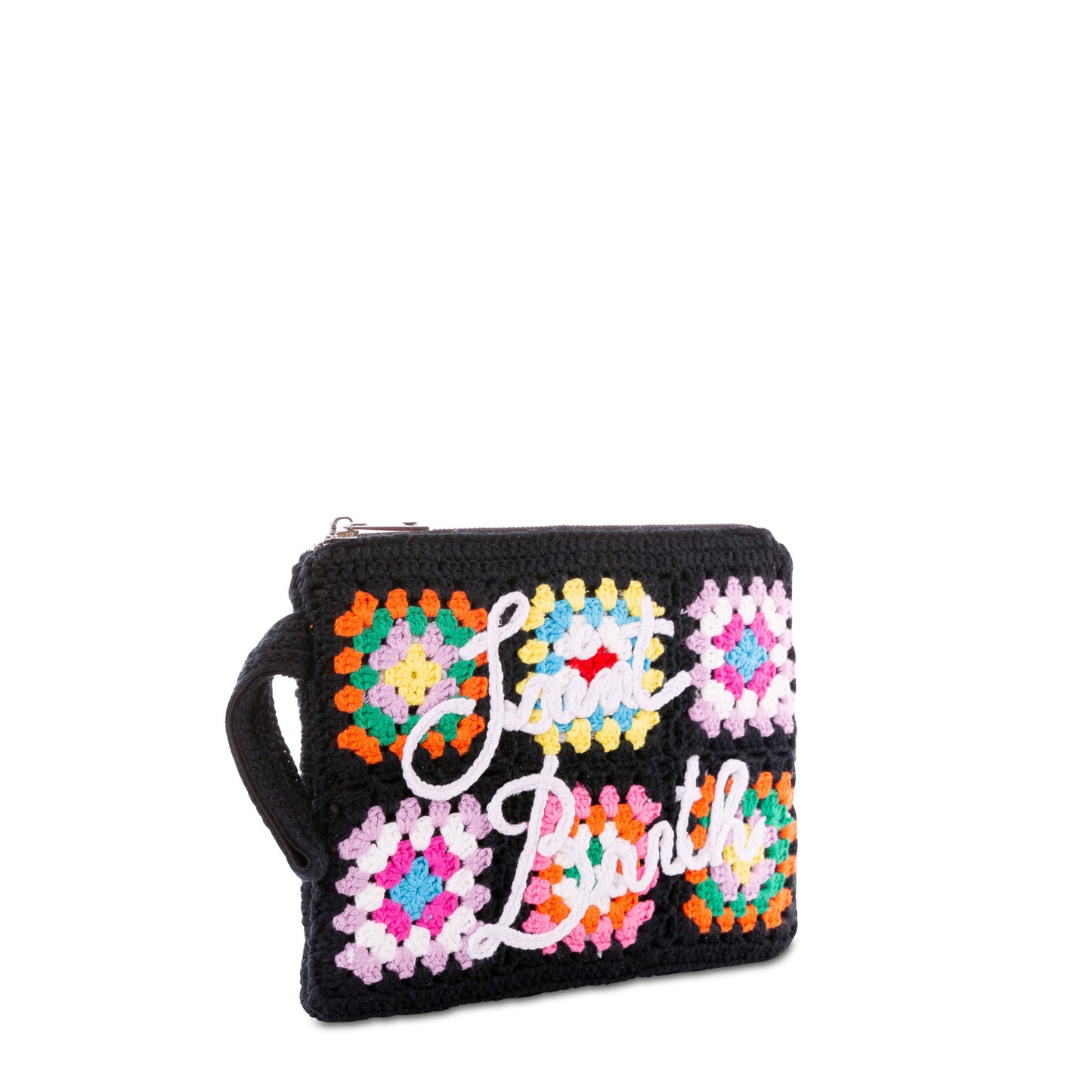 Parisienne black crochet pouch bag with Saint Barth embroidery - MC2 Saint Barth