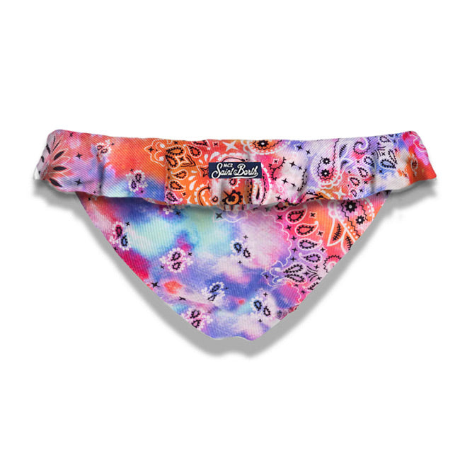 Girl ruffled swim briwfs with bandanna print - MC2 Saint Barth